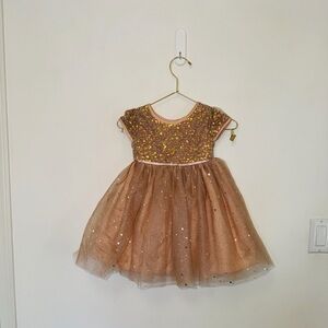 🍑 Peach and Gold Party Dress